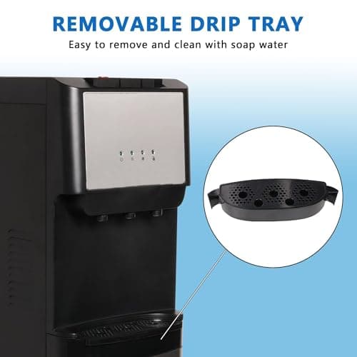 Clarfey Bottom Loading Water Cooler Dispenser for 5 Gallon Bottles - Hot, Cold & Room Water Dispenser with 3-Temperature, Child Safety Lock, Stainless Steel, ETL Listed 7