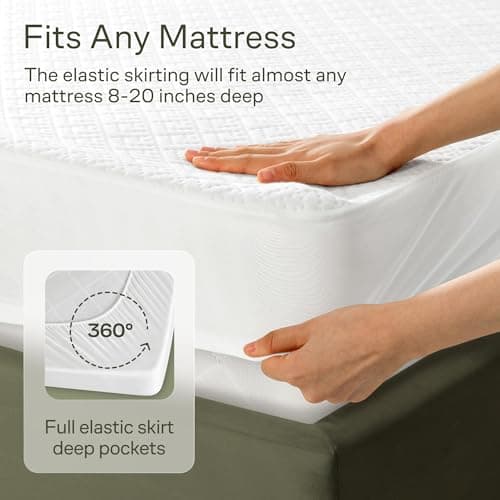 100% Waterproof Queen Mattress Protector - 360 Pad Protection Against Spills, Stains & Accidents for Parents & Pet Owners - Noiseless & Cooling Viscose Made from Bamboo (White) 5