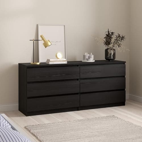 6 Drawer Double Dresser, Black Woodgrain 12