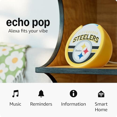 Amazon Echo Pop (newest model) | Officially Licensed NFL Limited-Edition | Pittsburgh Steelers ('25-26 Season Design) 8