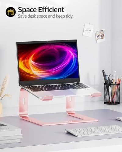 Urmust Laptop Stand for Desk Aluminum Computer Stand Riser Holder for Laptop Compatible with MacBook Air Pro, Dell, HP, Lenovo Samsung, Alienware All Laptops 11-15.6"(Rose Gold) 7