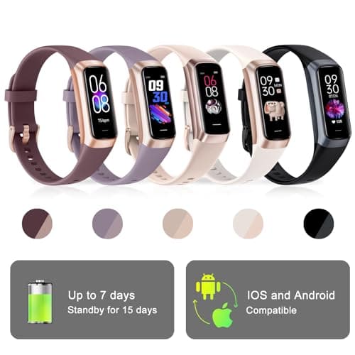 Bakoor Fitness Tracker, Fitness Watch with 24/7 Heart Rate Blood Oxygen Sleep Monitor, Step Tracker with 1.1" AMOLED Touch Color Screen, Activity Counter Pedometer for Women Men Android iOS 7