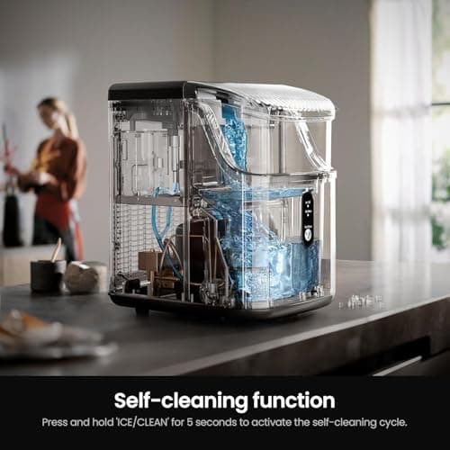 Kismile Nugget Ice Makers Countertop,Portable Ice Machine with Crushed Ice, Self-Cleaning,One-Click Operation for Home Use(Dark Black) 5