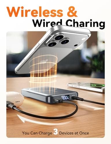 Aobbow Magnetic Portable Charger, 10000mAh for Magsafe Battery Pack, 20W Fast Charging Power Bank, Travel Essential of Wireless Charger Compatible with iPhone 17/16/15/14/13 Pro/Max/Air/Plus-SpaceGray 5
