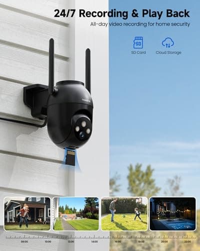 2Pack Security Camera Outdoor Wired: 3MP Camera for Home Security Outside 2.4G/5G WiFi Homekit System Outdoor Plug in Dome Surveillance Video Cam 360° Auto Tracking Color Night Vision 24/7 Recording 6