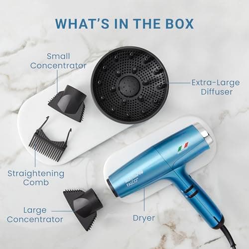 BaBylissPRO Nano Titanium Professional Italian High-Speed Falco Hair Dryer with Concentrator Nozzles, 2000-Watt Ionic Blow Dryer with Diffuser 7