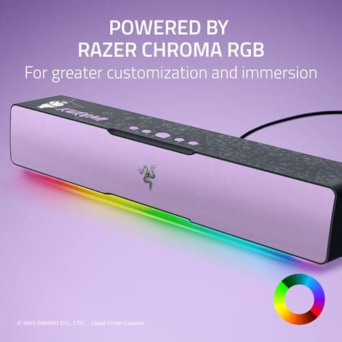 Razer Leviathan V2 X: PC Soundbar - Compact Design - Chroma RGB - USB Type C Power and Audio Delivery - Bluetooth 5.0 - for PC, Laptop, Smartphones, Tablets & Nintendo Switch - Kuromi Edition 6