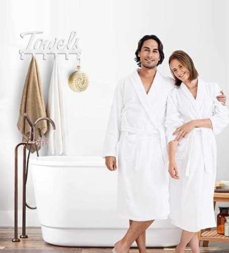 Livelab Towel Rack, Towel Racks for Bathroom Wall Mounted, 6 Hooks White Towel Holder for Bathroom Space Saving, Waterproof Rustproof Easy Install Towel Hanger for Bathroom, Pool, Living Room 5