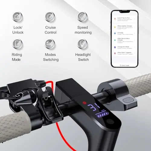 Roinside Electric Scooter Adults - 8.5" Solid Tires/350W Motor, 19 MPH Digital Display, Up to 21 Miles Long-Range Commuting Folding E-Scooter with Dual Braking System and App Control 2