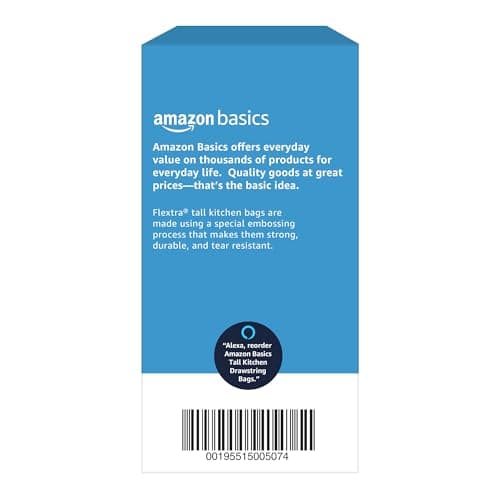 Amazon Basics Flextra Tall Kitchen Drawstring Trash Bags, 13 Gallon, 120 Count 6