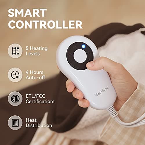 Warm Storm Electric Throw Blanket with 5 Heating Levels & 4 Hours Auto Off, Sherpa & Polar Fleece Heated Throw Blankets 50"×60", ETL Certified and Machine Washable, for Home&Office Use (Chocolate) 3