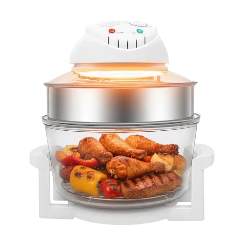 PERFERATE 17.96Qt Turbo Air Fryer Convection Countertop Toaster Oven Halogen Oven Temperature Control Range 32℉ to 482℉ Portable Glass Air Fryer Electric Grill Roaster bake Cooker