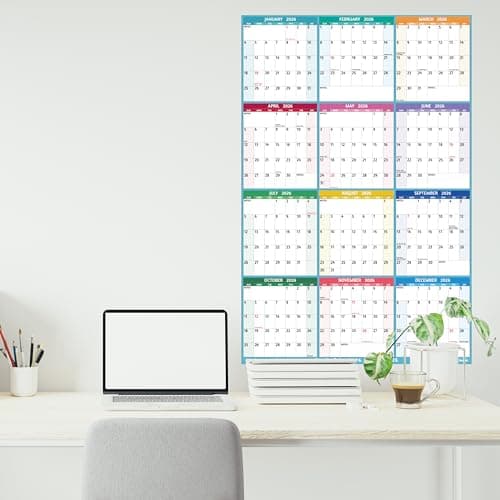 2026 Dry Erase Calendar – Large Yearly Wall calendar 2026, 38.2'' x 25.2'', 2-Side Reversible Calendar 2026, Vertical/Horizontal, Jan 2026 – Dec 2026, 2026 Wall Calendar Dry Erase with Notes, Stickers 8