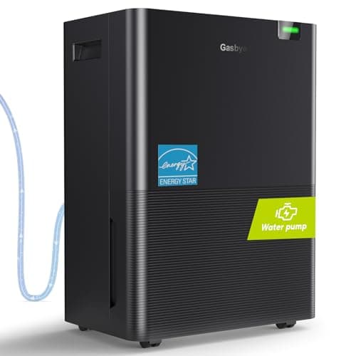 Gasbye Energy Star 2024 Dehumidifier with [𝗥𝗲𝗽𝗹𝗮𝗰𝗲𝗮𝗯𝗹𝗲 Pump] for Basement – [44dB Quiet, Easy to Clean & Clog-Free], Max 75 Pints/Day, 16.5ft Drain Hose, Auto Shut-Off, Auto-restart, Black