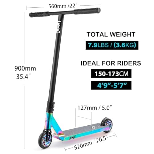 LMT01-V2 Professional Scooter-Trick Scooter-Intermediate Professional Stunt Scooter Suitable - Children, Teenagers Adults 8 Years Old Above-Durable (Black Color) 2