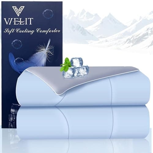 Vielit Cooling Comforter Queen Size for Hot Sleepers and Night Sweats, Luxury Lightweight Summer Comforter, Soft Double Sided Breathable Cooling Blankets,Q-Max>0.425,Machinewashable,90x90,Grey Blue