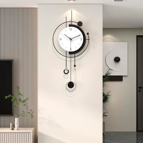 YIJIDECOR Large Wall Clocks for Living Room Decor Modern Silent Wall Clock Battery Operated Non Ticking for Bedroom Office Kitchen Home Decorative Metal Clock Wall Art Decor for Home 13x29inch