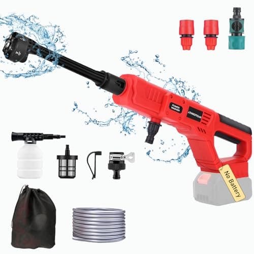 Cordless Pressure Washer for Milwaukee 18V Battery, 700PSI 1.2 GPM Portable Handheld Power Washer with 6-in-1 Nozzle & Foam Cannon, Powerwashers for Car Floor Fence Wall Cleaning (No Battery)