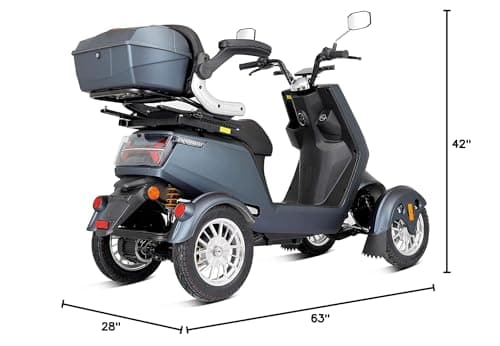 Mobility Scooters for Seniors & Adults 500lbs Capacity - All Terrain Electric Powered Wheelchair Device - Heavy Duty Mobility Scooter for Travel, Elderly w/Remote Key (Blue) 7