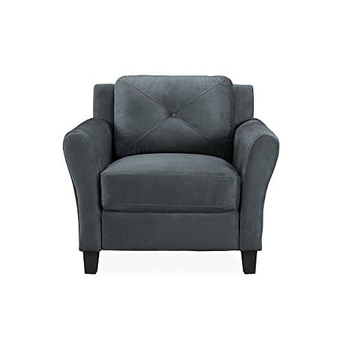 Studio Living Harrington 35.4" Arm Chair, Transitional Modern, Pocket Coil Comfort, Easy Assembly, Microfiber Fabric, Dark Grey