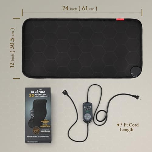 InVarme Extra Hot Heating Pad: 2X Graphene Max 160℉ Electric Heating Pad for Back Neck Shoulders Leg - Fast Deep Relief for Men Father Husband in Winter - 4H Auto Off 12" x 24" 9