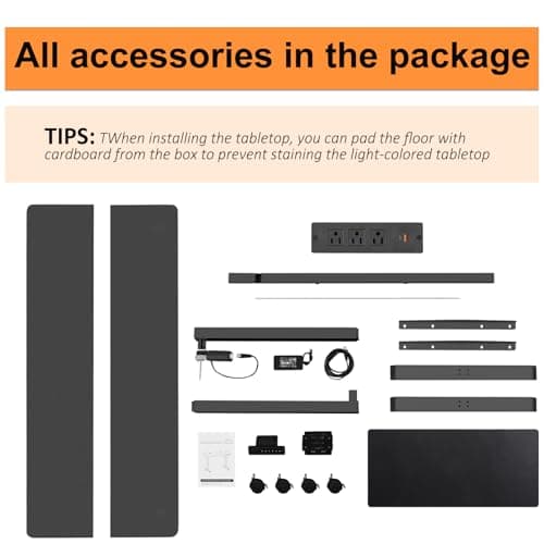 Legooin Electric Standing Desk, 55x24in Adjustable Height Computer Desk with Wheels, Sit-Stand Desk with Charging Station, 2 USB Ports, 3 Power Outlets, Spacious Workstation for Home Office(Black) 7