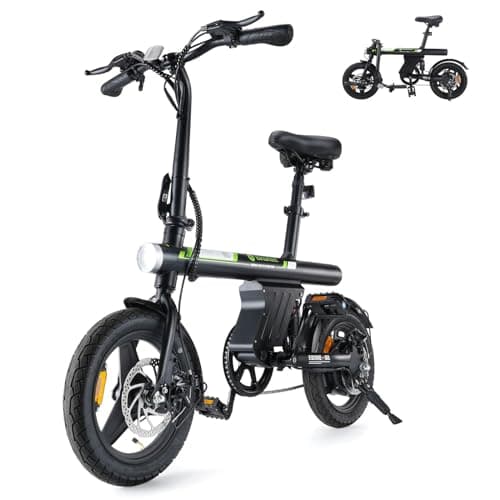 isinwheel U1 Electric Bike for Adult 750W Peak Motor, 20 mph Folding Ebike, 14" Adults Electric Bicycles with Smart Uphill, 280.8Wh Battery, Mini E Bikes for Adults Teens, G𝗶fts for Teen Boys Girls