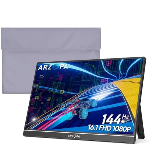 ARZOPA Portable Monitor & Sleeve,16.1'' 144Hz 1080P FHD Laptop Monitor & PU Sleeve Bag Combination