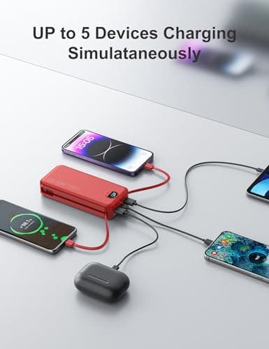 aonidi 20000mAh Ultra-Portable-Charger-Power-Bank PD20W with Built in Cables&AC Wall Plug,Fast Charging Cell Phone Charger Battery Pack,LED Display Travel Battery Bank for All iPhone,Samsung,Android 7