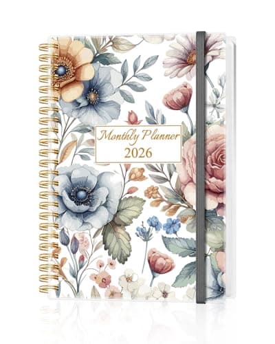Monthly Planner 2026 - Monthly Calendar from January 2026 to December 2026, 2026 Planner with Inner Pocket, Elastic Band, 5.8" x 8.5", Colorful Large Flower
