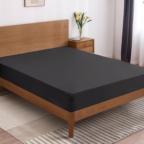 Claphin One Piece Fitted Sheet, Softest Quality Microfiber, 15" Deep Pocket Sheets with Wrinkle and Fade Resistant, Durable and Long Lasting Queen Sheet Only, Black