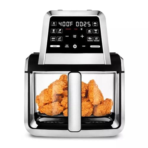Gourmiia 7-QT Fry ‘N Fold Digital Air Fryer - Compact, Foldable Design for Easy Storage, FryForce 360° Technology, 10 One-Touch Presets, EZ-View Glass Basket, Preheat & Turn Food Reminder