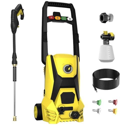 DECOKTOOL Electric Pressure Washer, 4200PSI Max 2.8 GPM Power Washer with 20FT Hose, 35FT Cord, 4 Nozzles Foam Cannon High Pressure Washer for Car Patio Garden (Yellow)