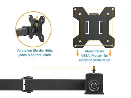HUANUO Quad Computer Monitor Mount - Heavy Duty LCD Computer 4 Monitor Stand with Full Articulation, Fits Four Screens up to 27 Inches - Each Arm Holds up to 17.6lbs, VESA 75x75-100x100mm 6