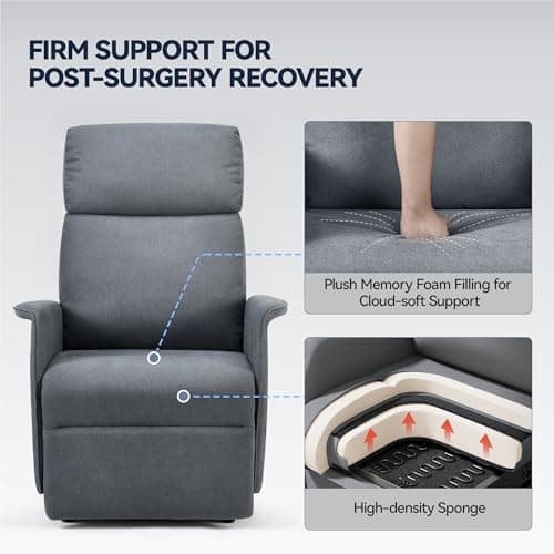 OKUP Power Lift Recliner Chair for Petite Elderly, Electric Massage Recliner with Lumbar Heat, 150° Infinite Position, Breathable Fabric, Heavy Duty 350lbs & Space-Saving Design, Dark Grey 5