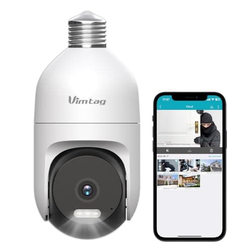 VIMTAG Light Bulb Camera, 2.5K/4MP Light Bulb Security Camera Outdoor with Pan/Tilt/Spotlight/Night Vision/2-Way Talk/Speaker/Phone App/IP/Human/Sound/Motion Detection for Home Security