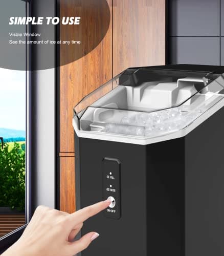 FOOING Nugget Ice Maker Countertop, Crushed Chewable Maker, Self Cleaning Makers with One-Click Operation, 34Lbs/24H, Pebble Portable Machine Scoop for Home Bar Camping RV 5