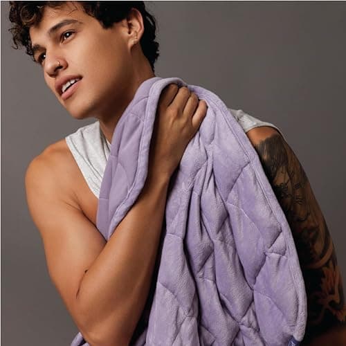 Nodpod Bundle - Weighted Blanket & Sleep Mask Bundle – Ultra-Soft Body Blanket with Glass Beads + Light-Blocking Eye Mask – Relaxation, Comfort, Travel & Better Sleep - Wisteria 9