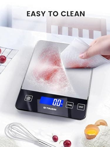 NASA-Grade 33lb Digital Kitchen Scale, Precisely Measures Grams and Ounces for Baking and Cooking,with Waterproof Tempered Glass & Stainless Steel Platform - Food Scale 7