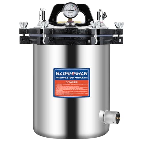 BAOSHISHAN 12L Steam Autoclave 12.7 QT Stainless Steel Portable Pressure Autoclave 1KW 110V