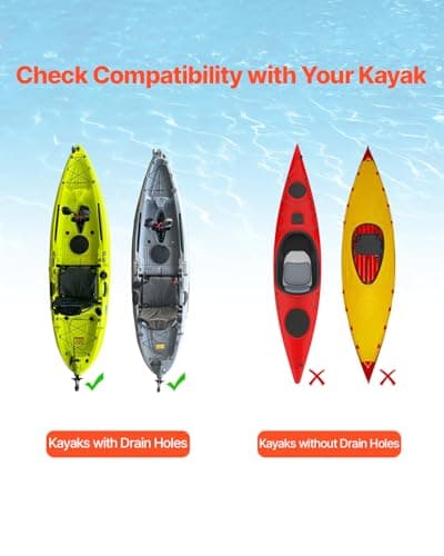 VEVOR Kayak Cart, 280lbs Load Capacity with 10 Inch Solid Tires, Heavy Duty Detachable Canoe Trolley Cart with Adjustable Width & Top Foam Protection, for Kayaks with Drain Holes of 2.54cm and Above 6