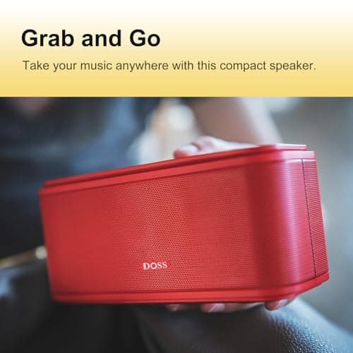 DOSS SoundBox Touch Wireless Bluetooth Speaker-12W HD Sound with Rich Bass, IPX5 Waterproof, 20H Playtime, Handsfree, for Gatherings, Home, Office, Outdoor, Travel-Red 6