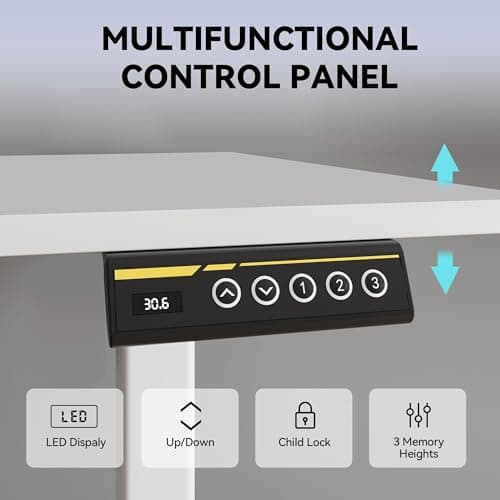 Gamork Dual Motor Electric Standing Desk Frame,Adjustable height and length,The maximum size it can accommodate is 63*28 inches for the tabletop,3 Preset Heights,Rated for 264 pounds of weight.White 6