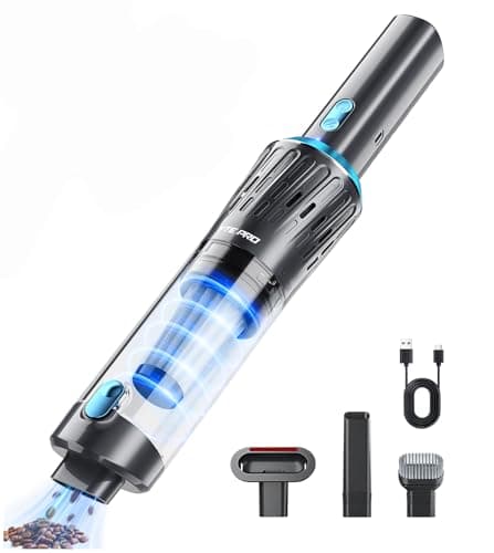 YTE PRO Handheld Vacuum Cordless Car Vacuum 3-in-1 Hand Held Vacuums USB Hand Vac Cordless Rechargeable One-Touch Empty for Cleaning Cars Offices Homes Pet Hair and Dust (Blue)