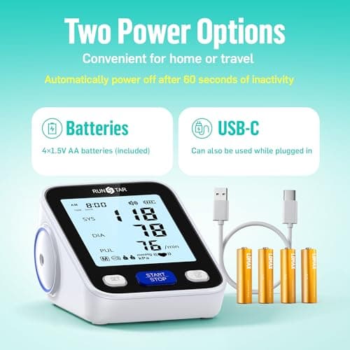 RunStar Upper Arm Blood Pressure Monitor with Wide Range Cuff (8.6'' -16.5'') for Home Use FSA&HSA Eligible, Automatic Digital BP Machine with Storage Bag, 2x99 Reading Memory 6