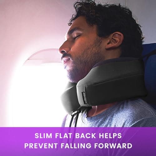 Cabeau Airplane Travel Pillow for Long Flights - Evolution S3 - Supportive Memory Foam with Seat Straps to Secure Your Head and Neck and Provides 360° Support (Steel Grey) 6