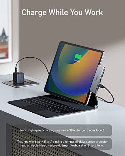 Anker USB C Hub for USB-C iPad, 541 USBC Hub (6-in-1) with 4K HDMI Port, Multi-Function USB Port, SD and microSD Card Slots, for iPad Pro 5th Gen/iPad Air 5th Gen/iPad mini 6th and Later (Gray) 6