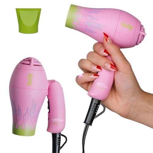 Travel Hair Dryer – Lightweight, Portable Dual Voltage Mini Blow Dryer for Women and Men with Foldable Handle, and Nozzle for Targeted Styling - Works on Short and Long Hair