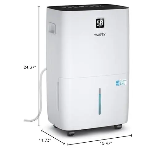 Yaufey 150 Pints Energy Star Dehumidifier with Pump for Home, Basement and Large Room up to 7000 Sq. Ft., With Drain Hose, Timer, Intelligent Humidity Control and Large Water Tank 10