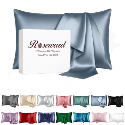 Premium Natural Mulberry Silk Pillowcase for Hair and Skin Made in USA, 22 Momme 6A Silk Pillow Cases Standard Size with Zipper, Ideal for Women's Beauty Sleep, 1 Pc 20"x26" (Standard, Blue Grey)